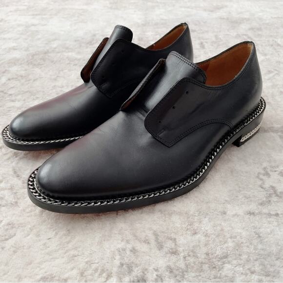 Givenchy Rosanna Chain Derby Leather Chain Trim Slide On Black Shoes 36 6 - Picture 1 of 11